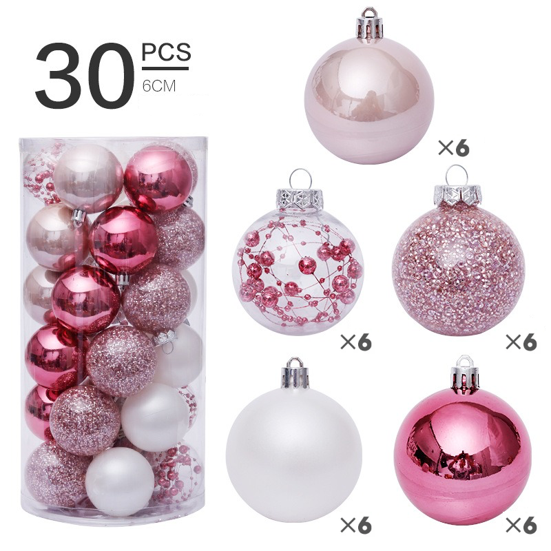 Set of 30 Decorative Christmas baubles - 6cm (Red)