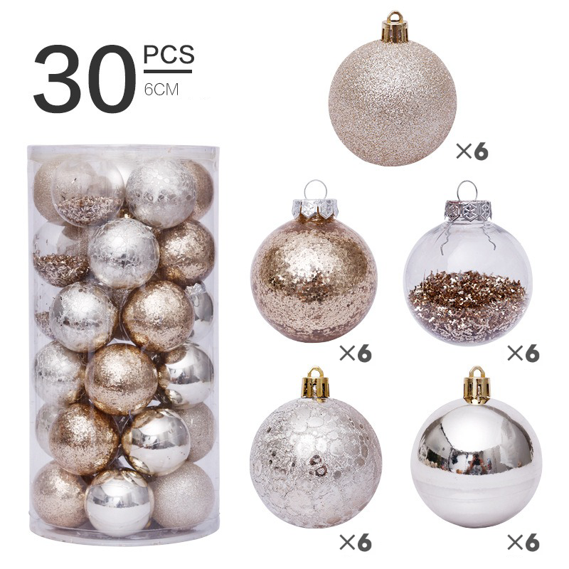 Set of 30 Decorative Christmas baubles - 6cm (Red)