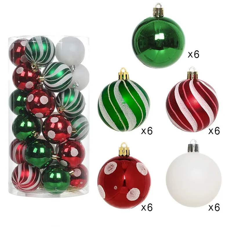 Set of 30 Premium Decorative Christmas Baubles - 6cm
