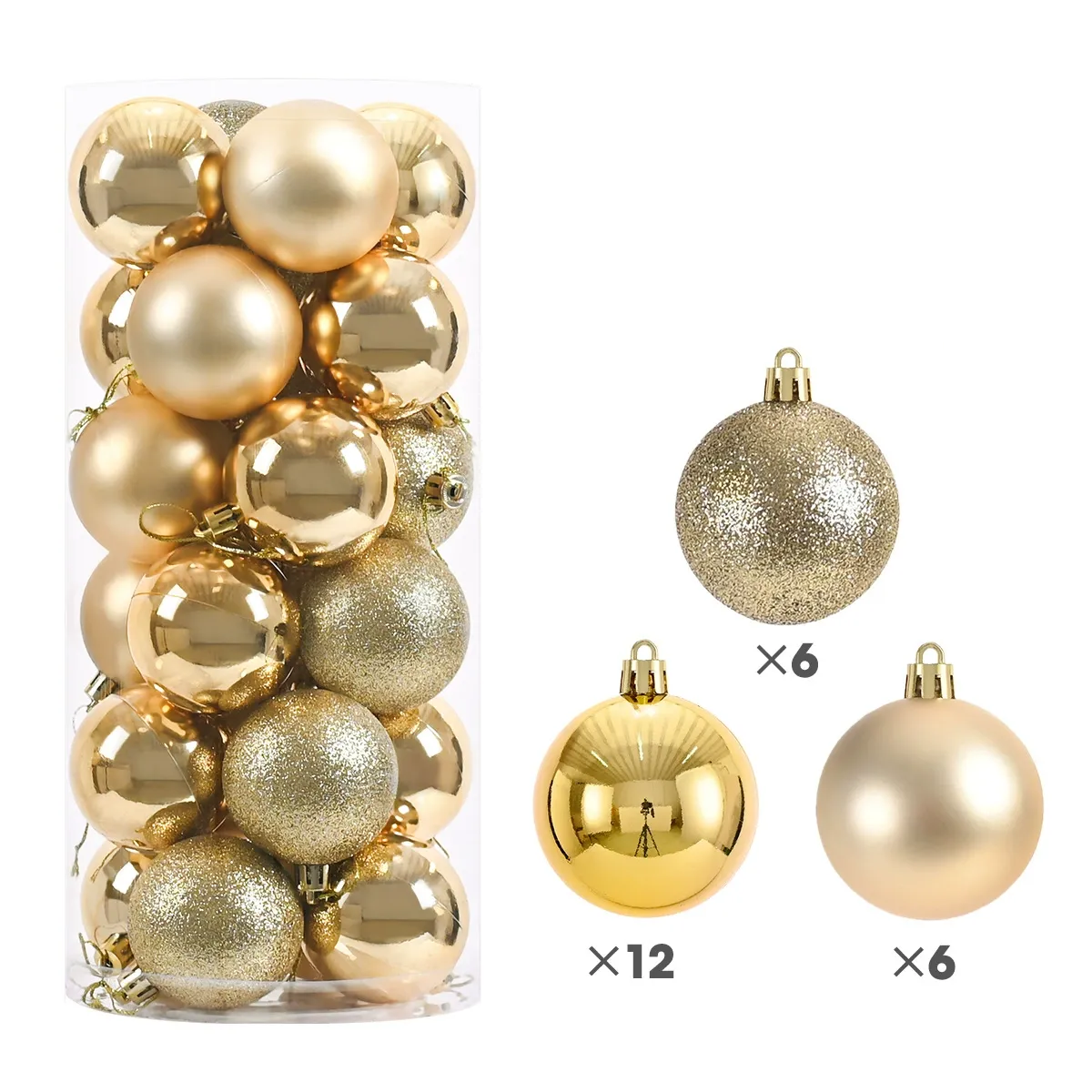 Set of 24 Blue Baubles - 8 cm