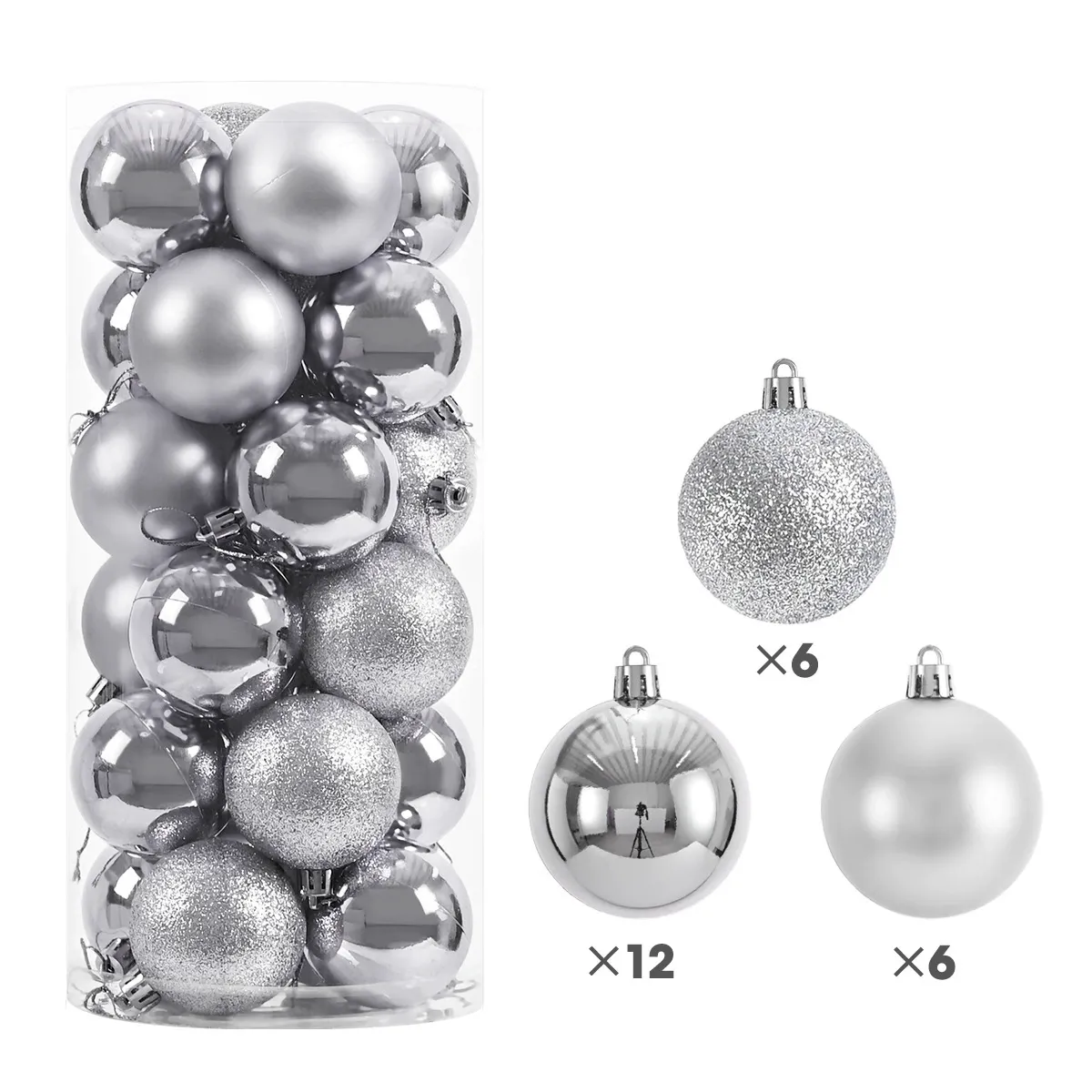 Set of 24 Blue Baubles - 8 cm