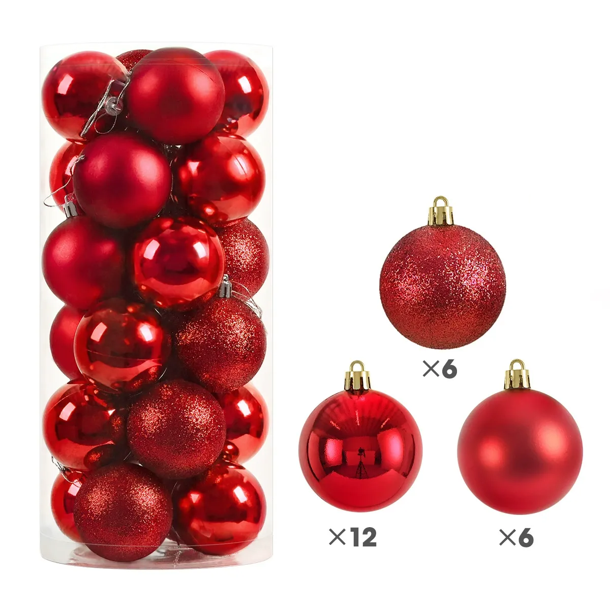 Set of 24 Blue Baubles - 8 cm