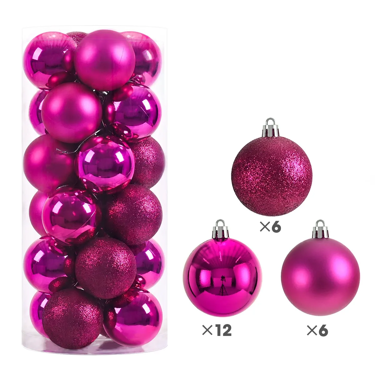 Set of 24 Blue Baubles - 8 cm