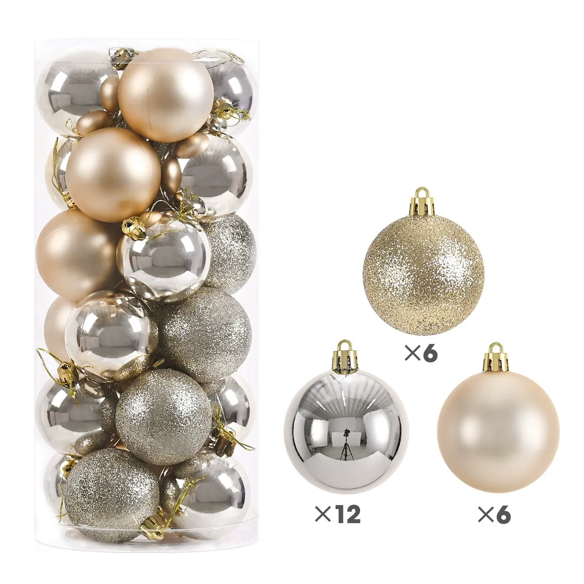 Set of 24 Blue Baubles - 8 cm