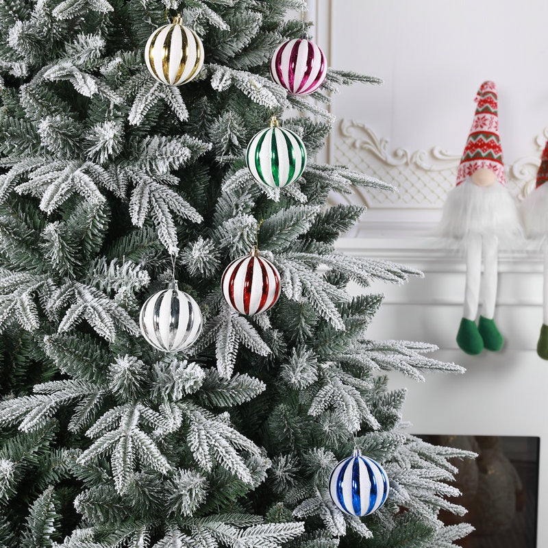 Red & White Strip Glass Bauble