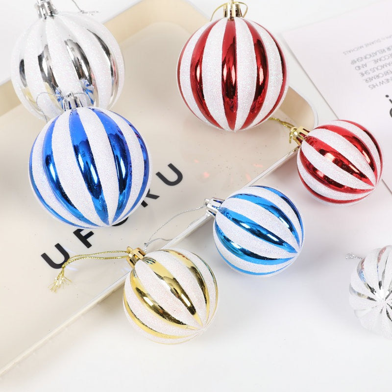Red & White Strip Glass Bauble