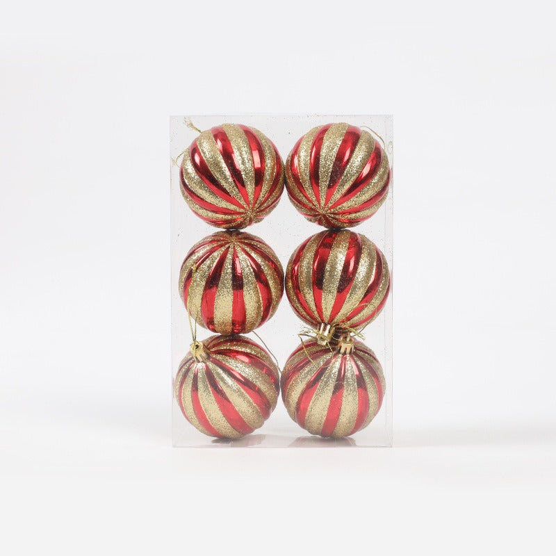 Red & White Strip Glass Bauble